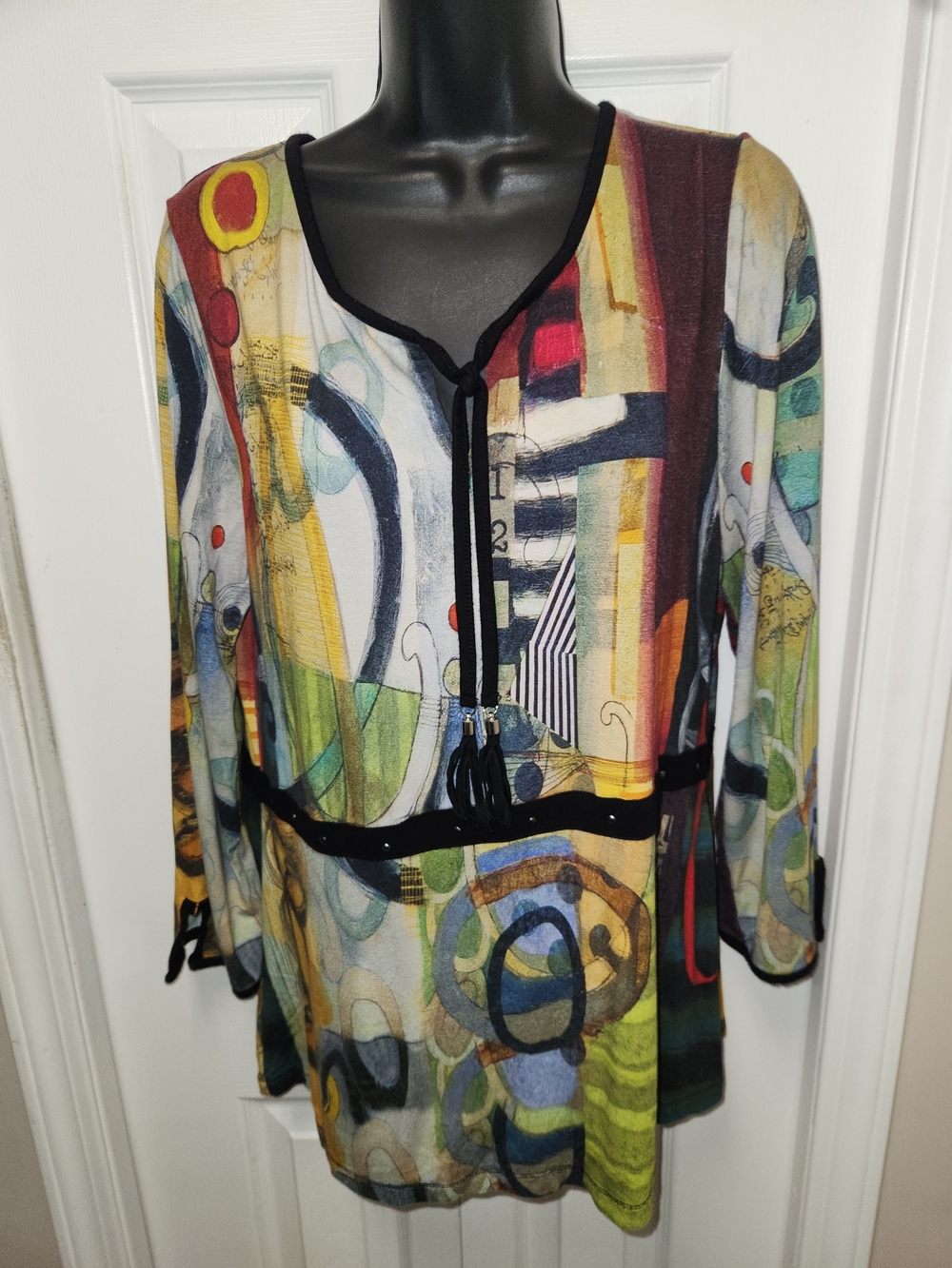 🍉Abstract Multicolor V-Neck Tunic - Picture 7 of 7